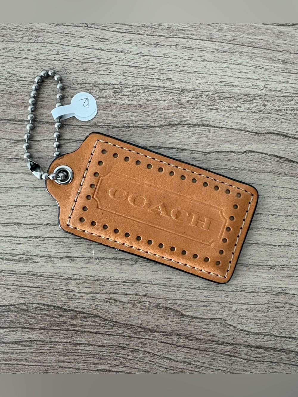 COACH vtg XXL Leather hang Tag Saddle bag charm keychain FOB